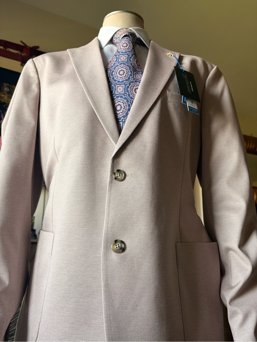 Report Collection Men's Light Taupe Single-Breasted Blazer